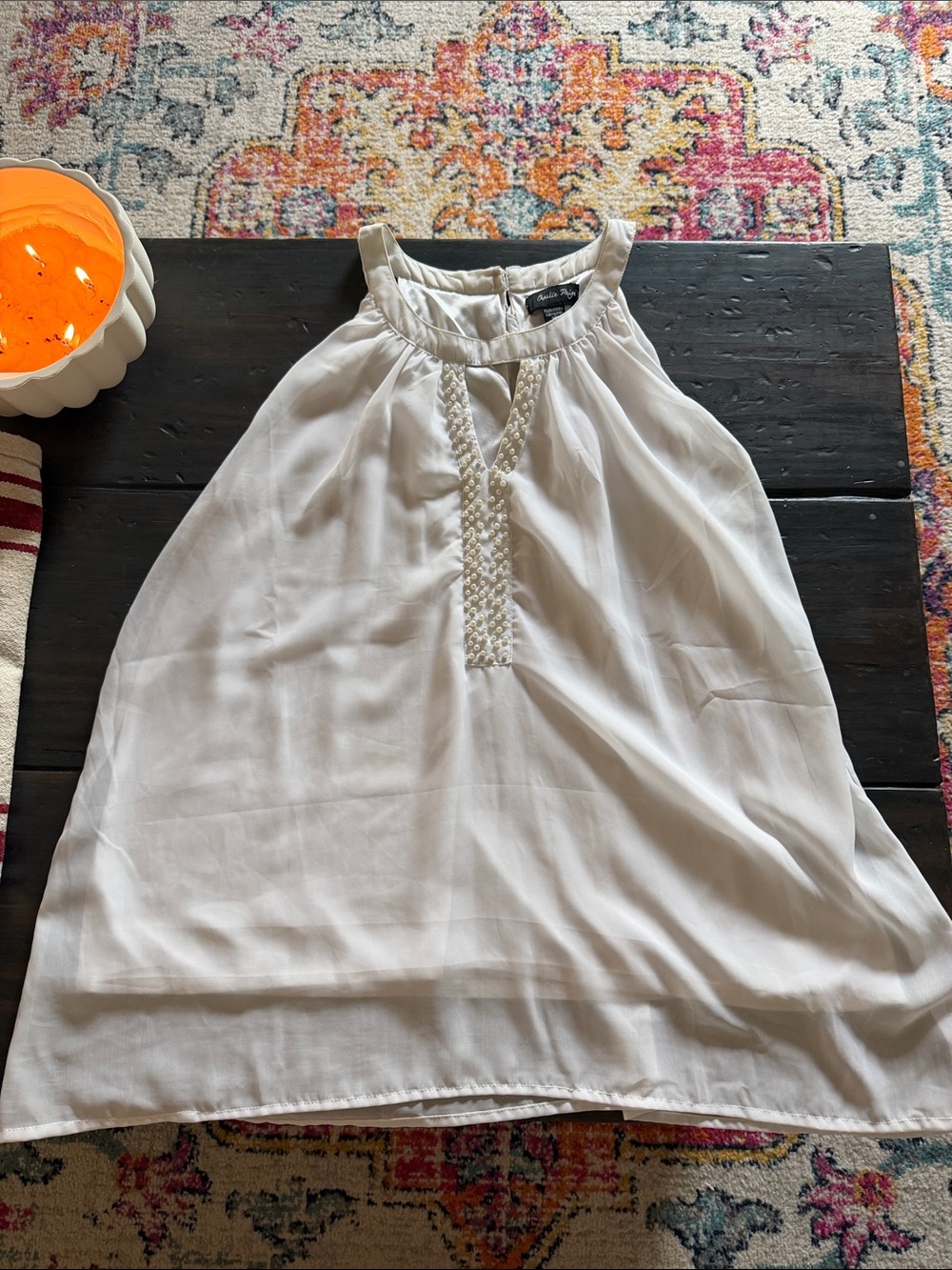 Charlie Paige Sleeveless Beaded Halter Blouse